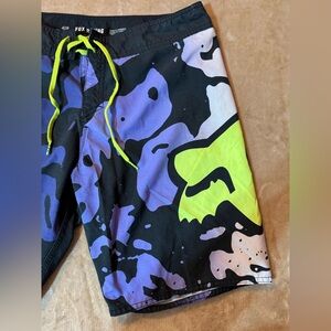 Fox Racing Black and Purple Swim Shorts